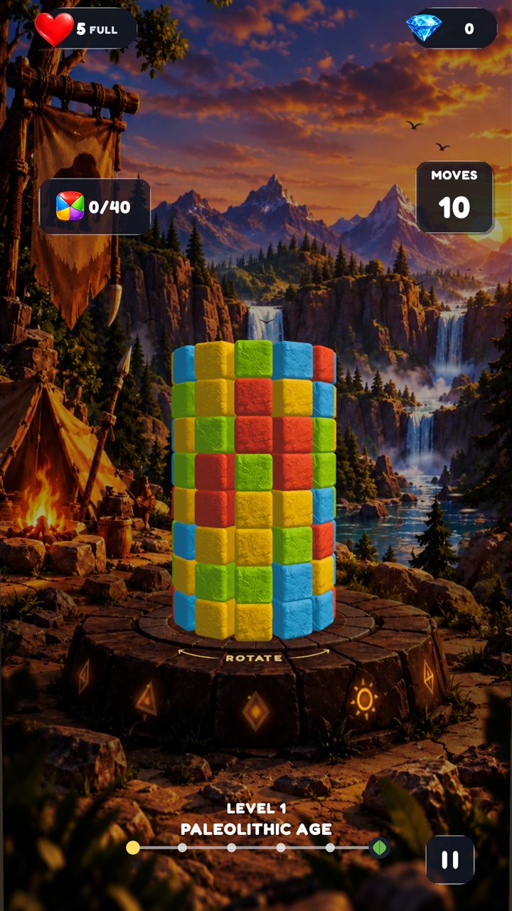 Stack & Pop — Paleolithic era gameplay